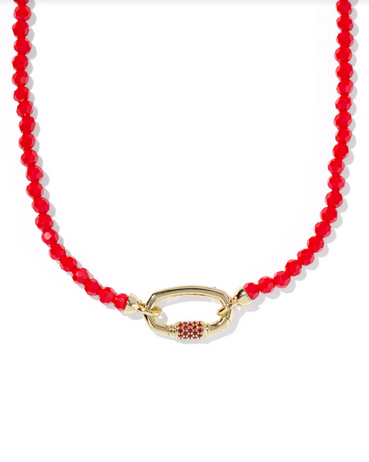 Kendra Scott Emery Beaded Strnd Nck Gold Red Garnet
