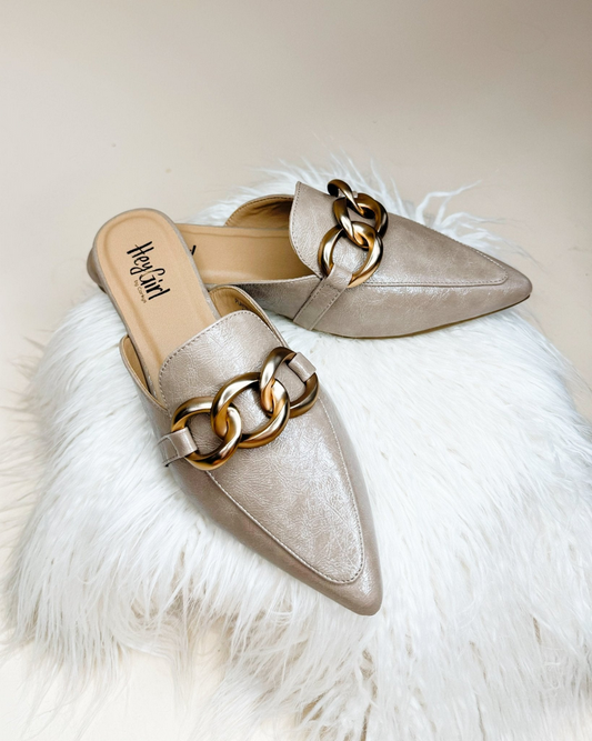 Playin For Keeps Taupe Mule
