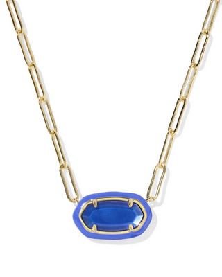Kendra Scott Elisa Enamel Frame Paperclip Necklace Gold Cobalt Illusion