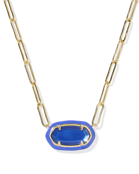 Kendra Scott Elisa Enamel Frame Paperclip Necklace Gold Cobalt Illusion