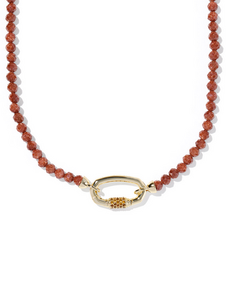 Kendra Scott Emery Beaded Strand Necklace Gold Orange Goldstone