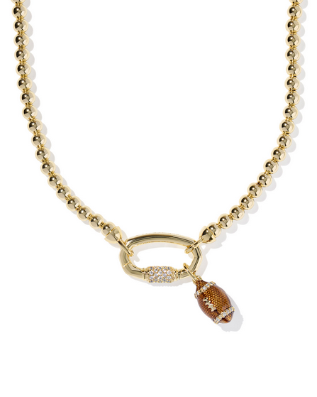 Kendra Scott Football Metal Strand Necklace Gold White CZ