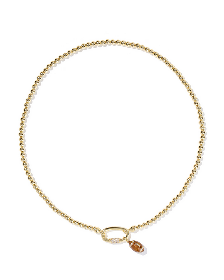 Kendra Scott Football Metal Strand Necklace Gold White CZ