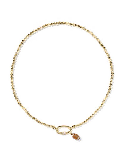 Kendra Scott Football Metal Strand Necklace Gold White CZ