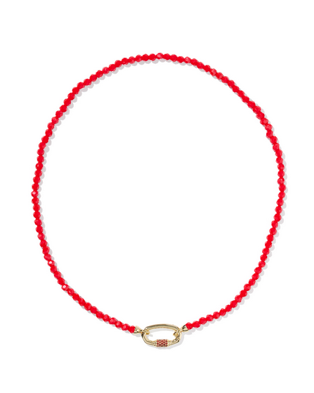 Kendra Scott Emery Beaded Strand Necklace Gold Red Garnet