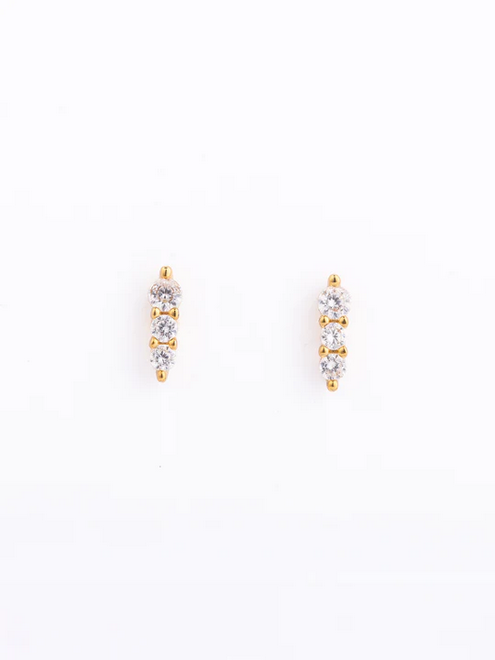 Campbell Gold Stud Rhinestone Earrings