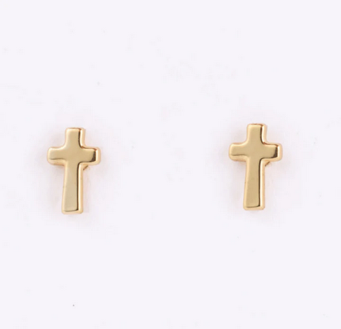 Gold Hattie Cross Stud Earrings