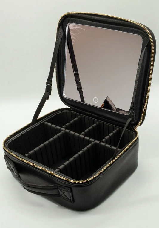 Faux Leather Travel Black Makeup Bag