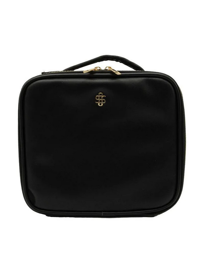 Faux Leather Travel Black Makeup Bag