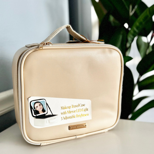 Faux Leather Travel Cream Makeup Bag