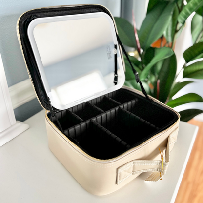 Faux Leather Travel Cream Makeup Bag