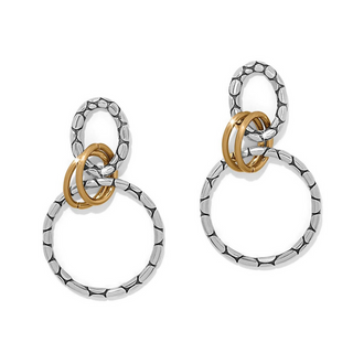 Brighton Pebble Link Two Tone Post Drop Earrings