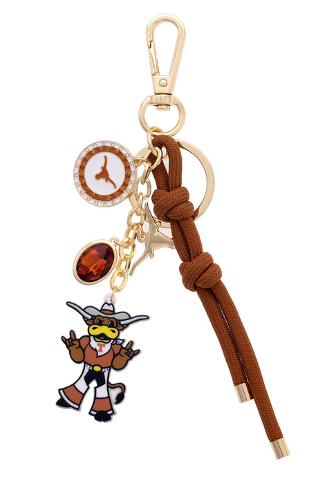Texas Longhorn Cluster Bag Charm in Burnt Orange & Shiny Gold