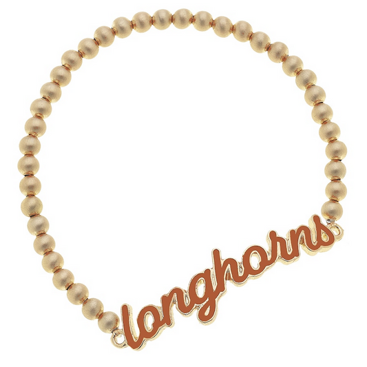 Texas Longhorn Ball Bead Stretch Bracelet