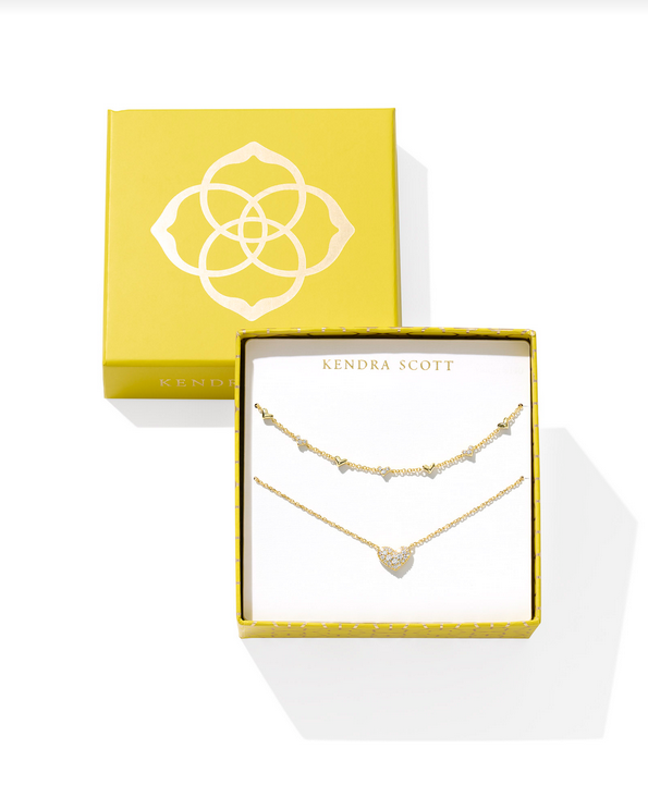Kendra Scott Ari Haven Heart Gift Set Gold White CZ