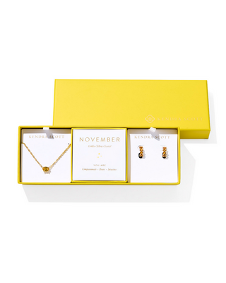 Kendra Scott Birthday Gift Set Gold Golden Yellow Crystal