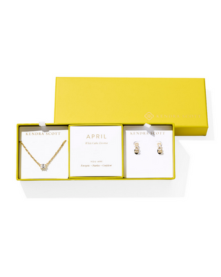 Kendra Scott Cailin Birthstone Gift Set Metal White CZ