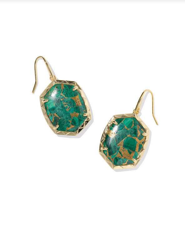 Kendra Scott Daphne Drop Gold BRZ Malachite Earring