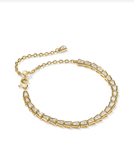 kendra Scott Bella Tennis Bracelet Gold Metal White CZ