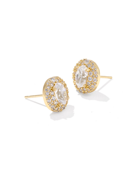 Kendra Scott Bella Stud Earring Gold Metal White CZ