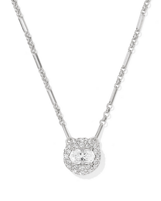 Kendra Scott Bella Short Necklace RHOD Metal White CZ