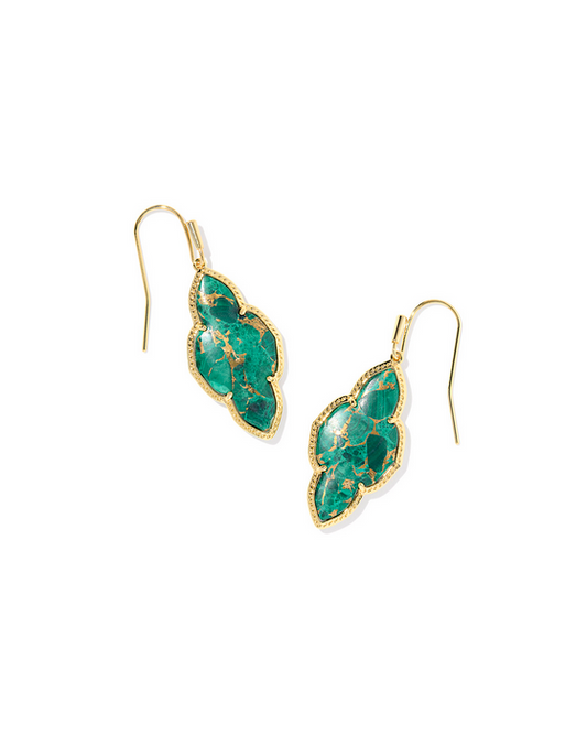 Kendra Scott Abbie Drop Earring Gold BRZ and Malachite