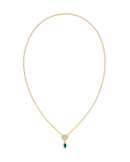 Kendra Scott Mini Elisa Toggle Necklace Gold Green Tigers Eye