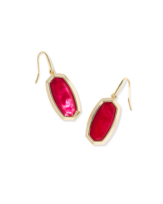 Kendra Scott Dani Bezel Drop Earring Gold Carmel Red Illsn