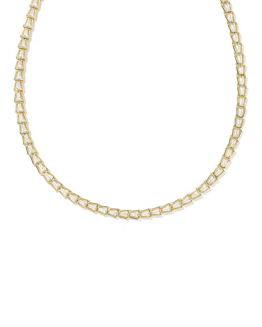 Kendra Scott Bella Tennis Necklace Gold White CZ