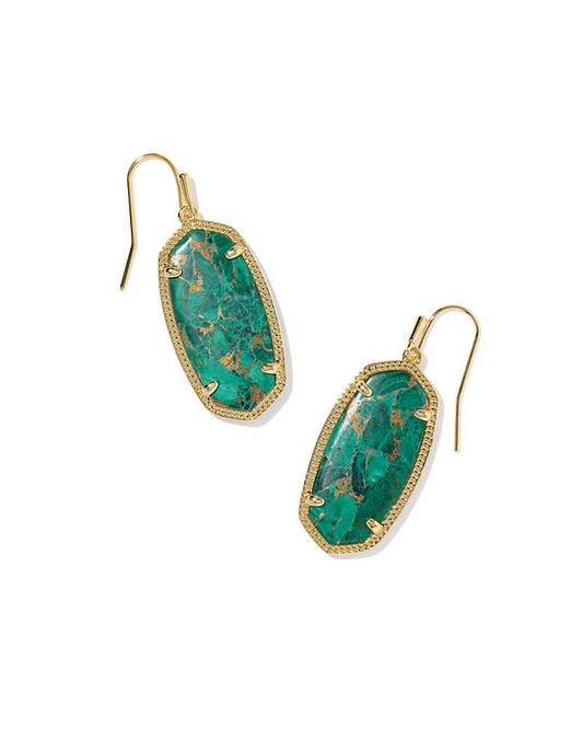 Kendra Scott Elle Drop Earring Gold BRZ and Malachite