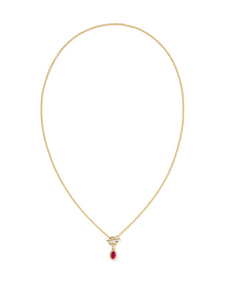 Kendra Scott Mini Elisa Toggle Necklace Gold Carmne Red Illsn
