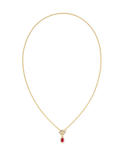 Kendra Scott Mini Elisa Toggle Necklace Gold Carmne Red Illsn