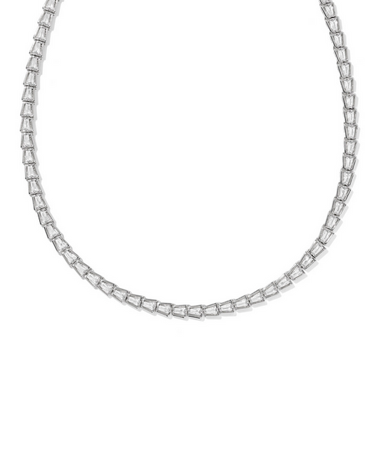 Kendra Scott Bella Tennis Necklace RHOD White CZ