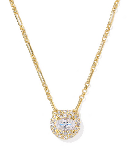 Kendra Scott Bella Chain Necklace Gold White CZ