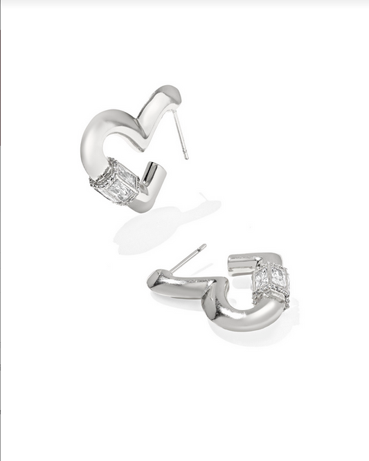 Kendra Scott Emery Heart Hoop Earring RHOD White CZ