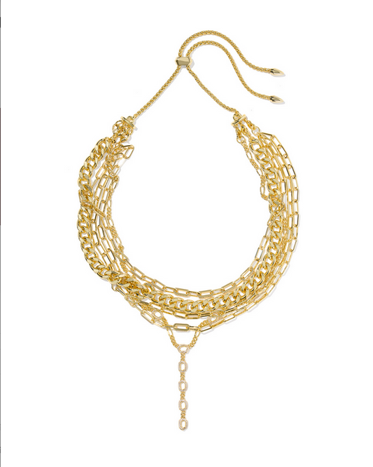 Kendra Scott Bella Statement Necklace Gold Metal White CZ