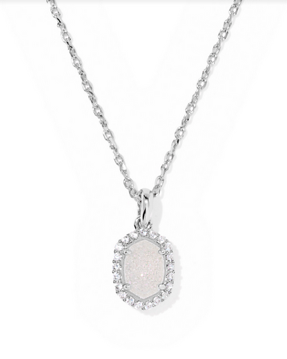 Kendra Scott Daphne Crystal Silver Iridescent Drusy Pendant Necklace
