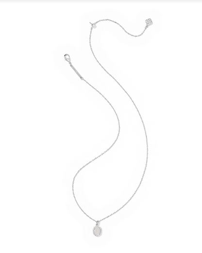 Kendra Scott Daphne Crystal Silver Iridescent Drusy Pendant Necklace