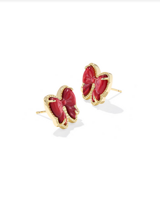 Kendra Scott Haley Bow Gold Scarlet Red MOP Stud Earring