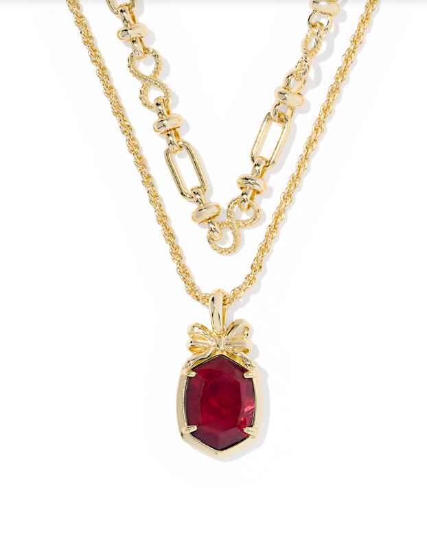 Kendra Scott Daphne Dark Burgundy Bow Multi Strand Necklace