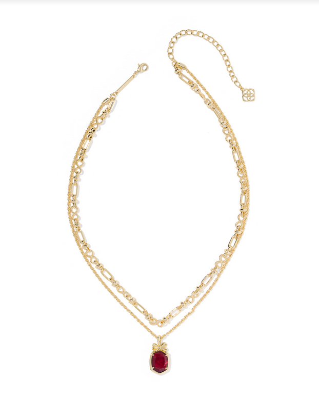 Kendra Scott Daphne Dark Burgundy Bow Multi Strand Necklace
