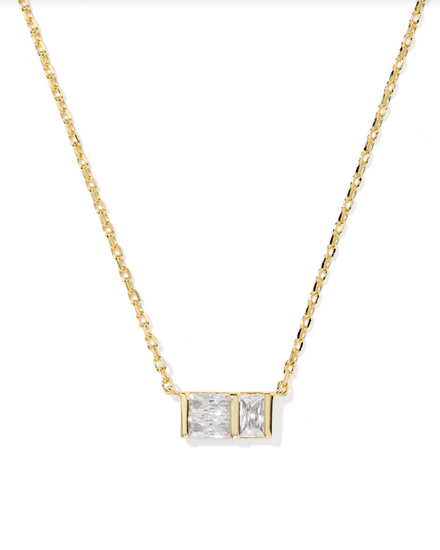 Kendra Scott Jamie Gold White Short Pendant Necklace
