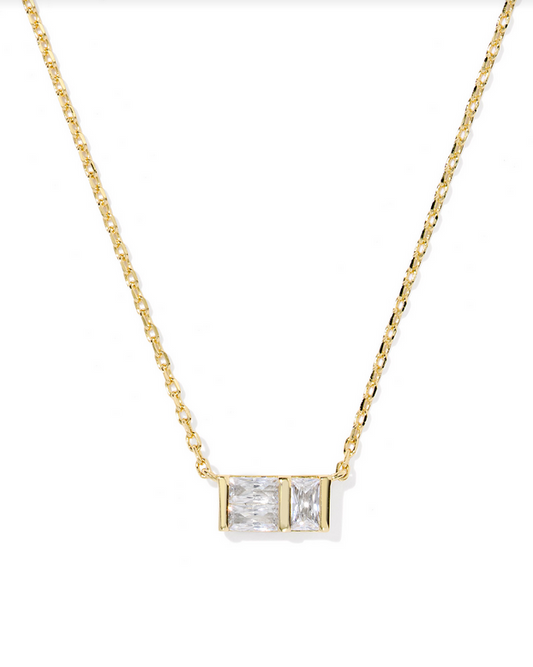 Kendra Scott Jamie Gold White Short Pendant Necklace