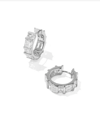 Kendra Scott Jamie Silver White Huggie Earrings