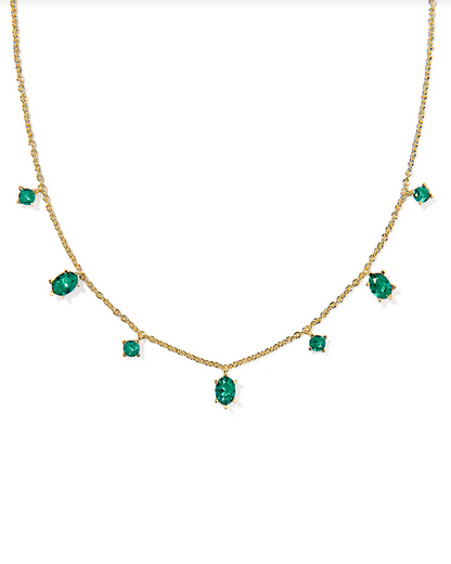 Kendra Scott Cailin Gold Green Crystal Delicate Stand Necklace