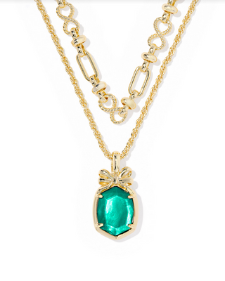 Kendra Scott Daphne Gold Pine Illusion Bow Multi Strand Necklace