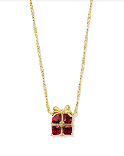 Kendra Scott Present Gold Red Crystal Short Pendant Necklace