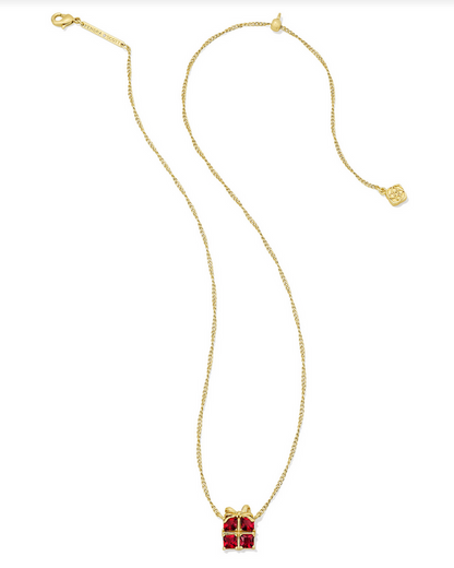 Kendra Scott Present Gold Red Crystal Short Pendant Necklace