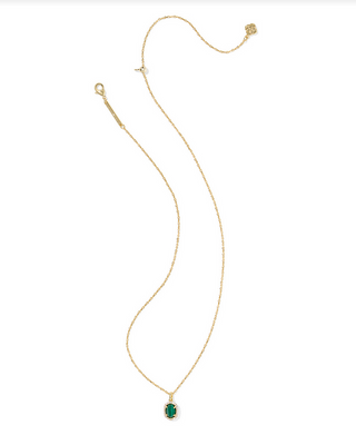 Kendra Scott DAPHNE CRYSTAL GOLD GREEN MALACHITE FRAME SHORT PENDANT NECKLACE