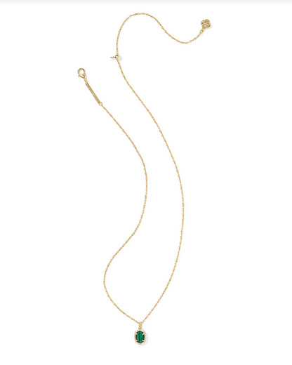 Kendra Scott DAPHNE CRYSTAL GOLD GREEN MALACHITE FRAME SHORT PENDANT NECKLACE